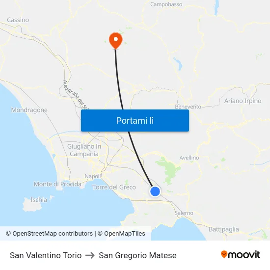 San Valentino Torio to San Gregorio Matese map