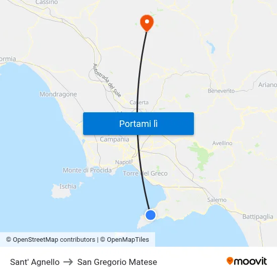 Sant' Agnello to San Gregorio Matese map