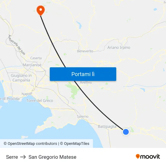 Serre to San Gregorio Matese map