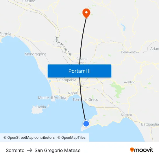 Sorrento to San Gregorio Matese map