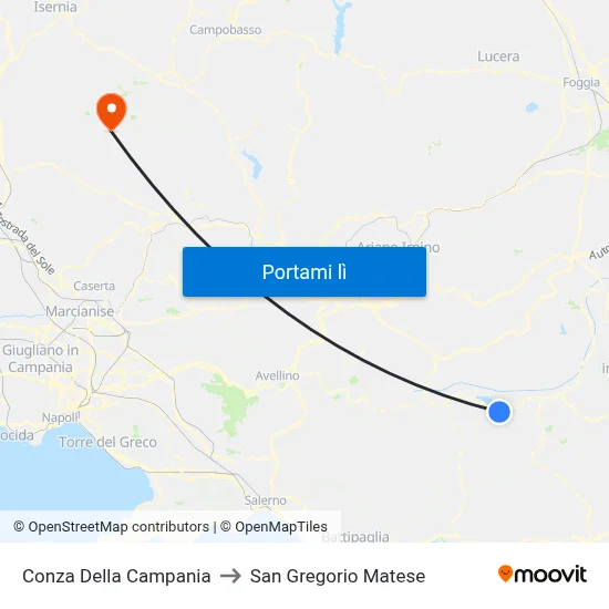 Conza Della Campania to San Gregorio Matese map