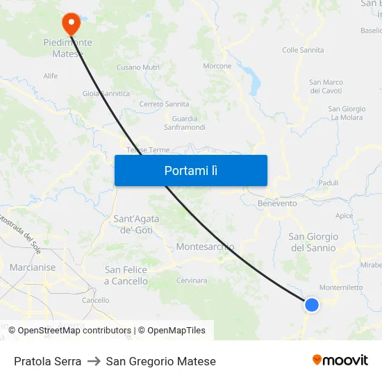 Pratola Serra to San Gregorio Matese map