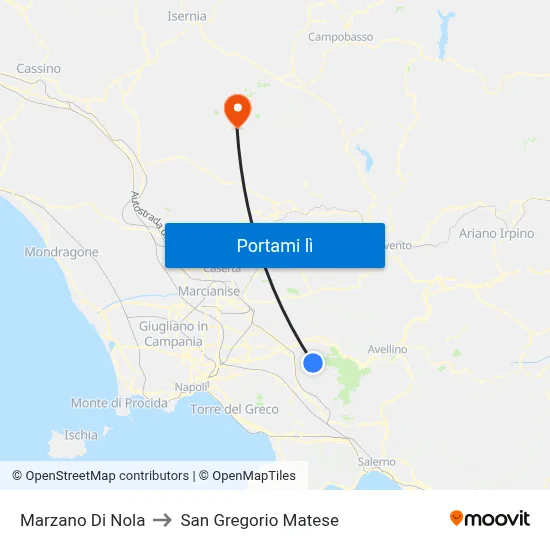 Marzano Di Nola to San Gregorio Matese map