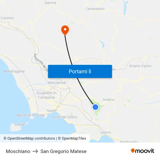 Moschiano to San Gregorio Matese map