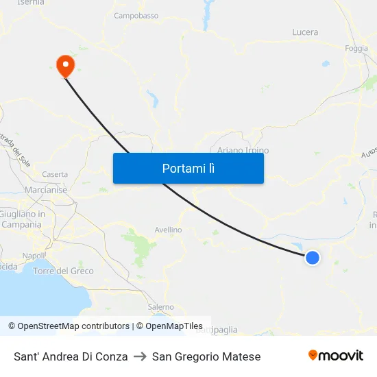 Sant' Andrea Di Conza to San Gregorio Matese map