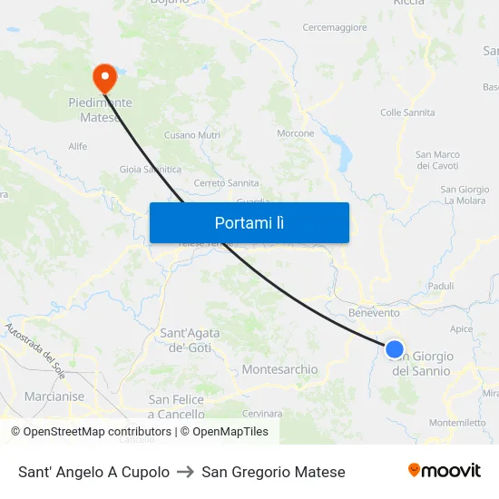 Sant' Angelo A Cupolo to San Gregorio Matese map