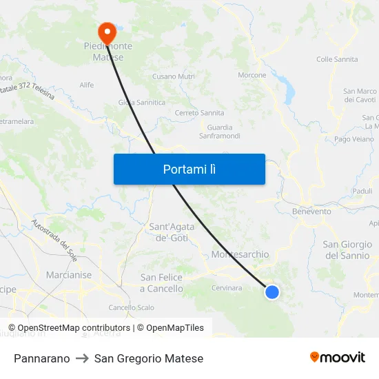 Pannarano to San Gregorio Matese map