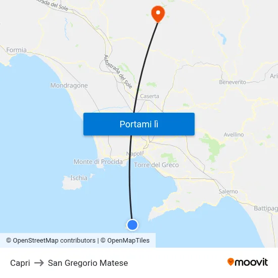 Capri to San Gregorio Matese map