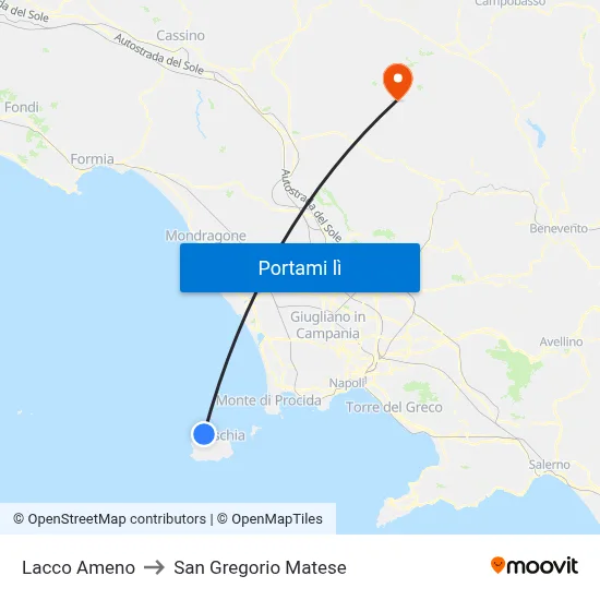 Lacco Ameno to San Gregorio Matese map