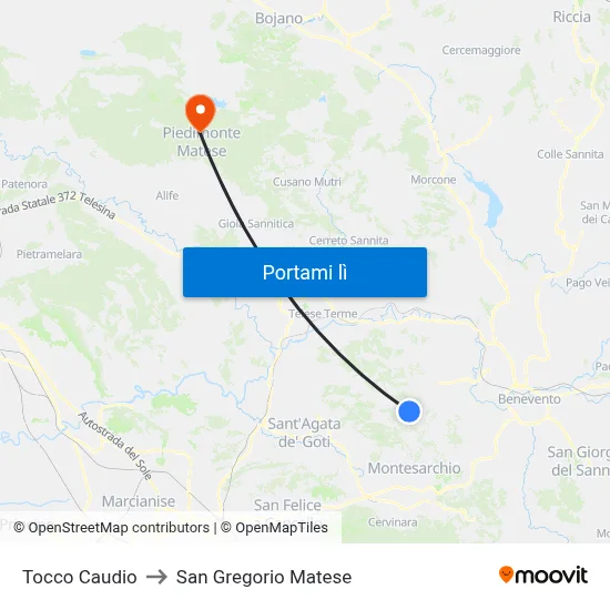 Tocco Caudio to San Gregorio Matese map