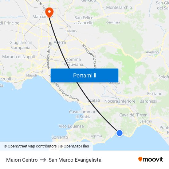 Maiori Centro to San Marco Evangelista map