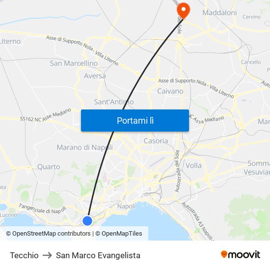 Tecchio to San Marco Evangelista map