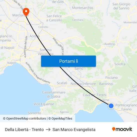 Della Libertà - Trento to San Marco Evangelista map