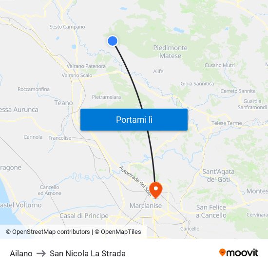 Ailano to San Nicola La Strada map