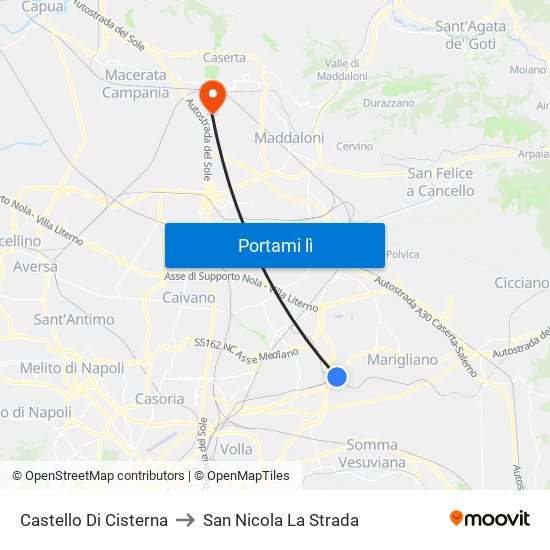 Castello Di Cisterna to San Nicola La Strada map