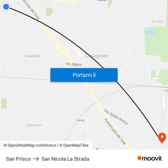 San Prisco to San Nicola La Strada map