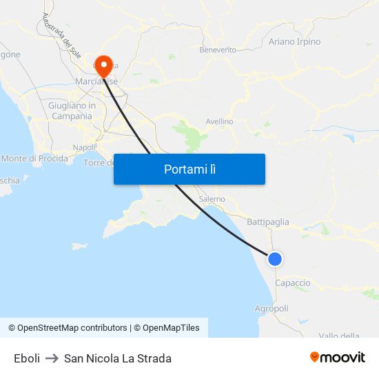 Eboli to San Nicola La Strada map