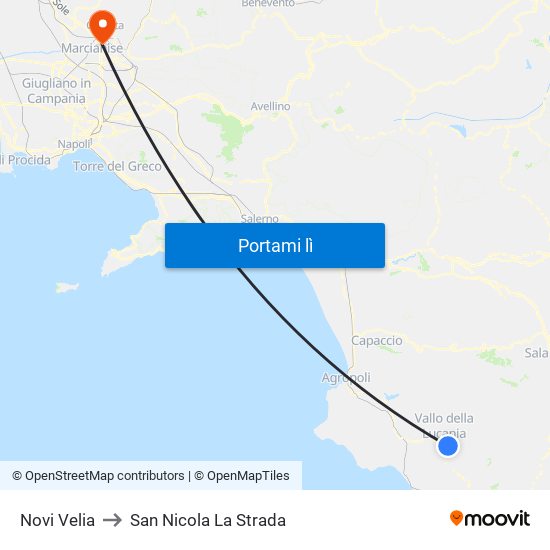 Novi Velia to San Nicola La Strada map