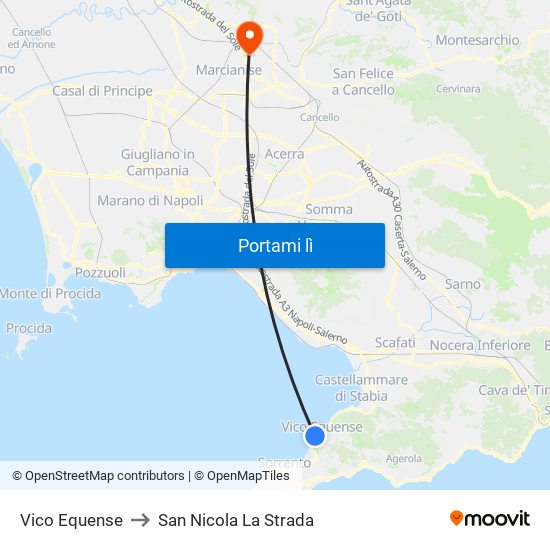 Vico Equense to San Nicola La Strada map