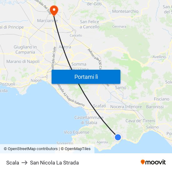 Scala to San Nicola La Strada map