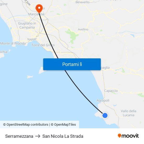 Serramezzana to San Nicola La Strada map