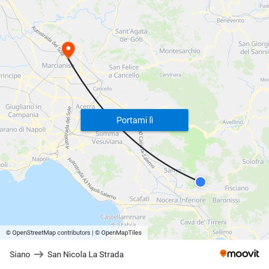 Siano to San Nicola La Strada map