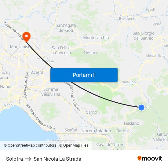 Solofra to San Nicola La Strada map