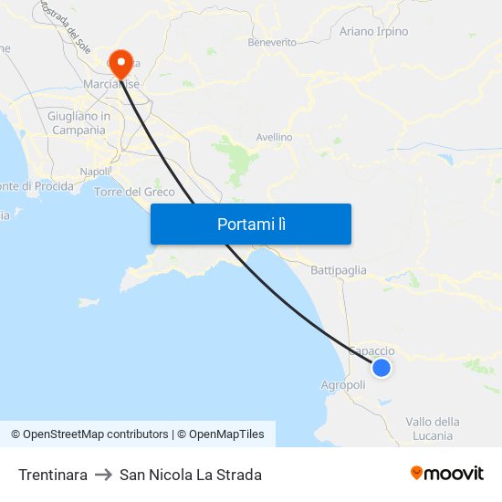 Trentinara to San Nicola La Strada map