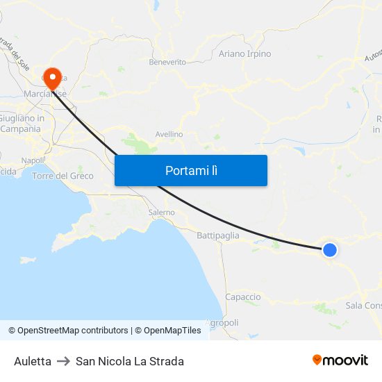 Auletta to San Nicola La Strada map