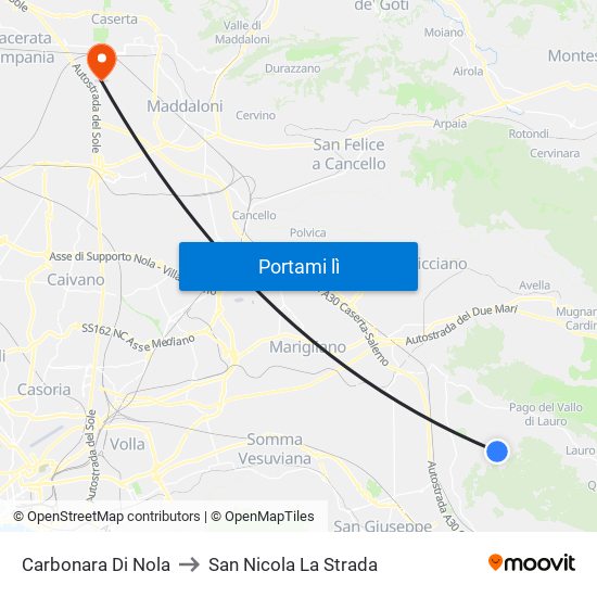 Carbonara Di Nola to San Nicola La Strada map