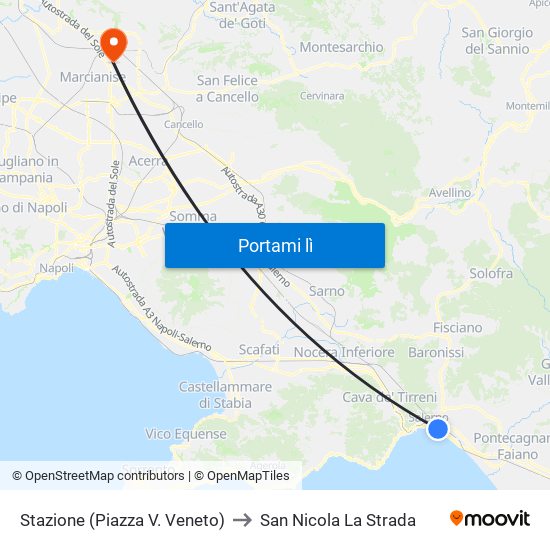 Stazione (Piazza V. Veneto) to San Nicola La Strada map