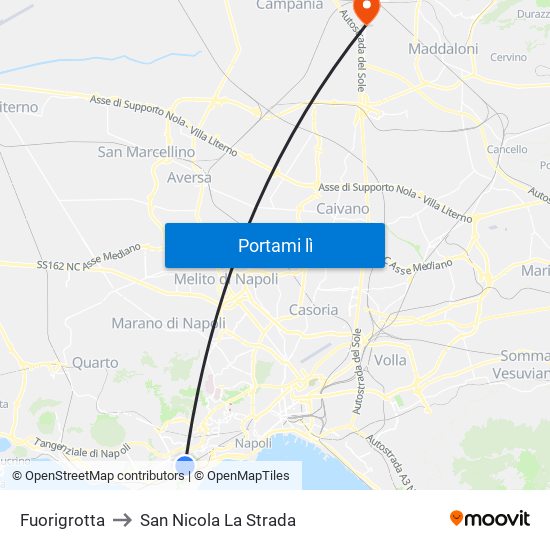 Fuorigrotta to San Nicola La Strada map