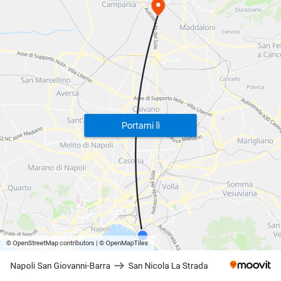 Napoli San Giovanni-Barra to San Nicola La Strada map