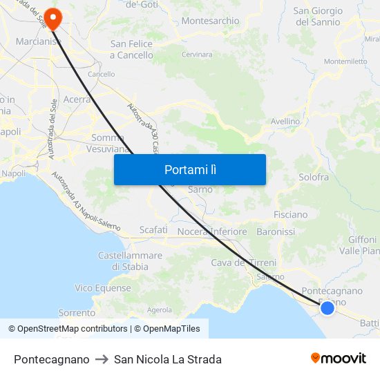 Pontecagnano to San Nicola La Strada map