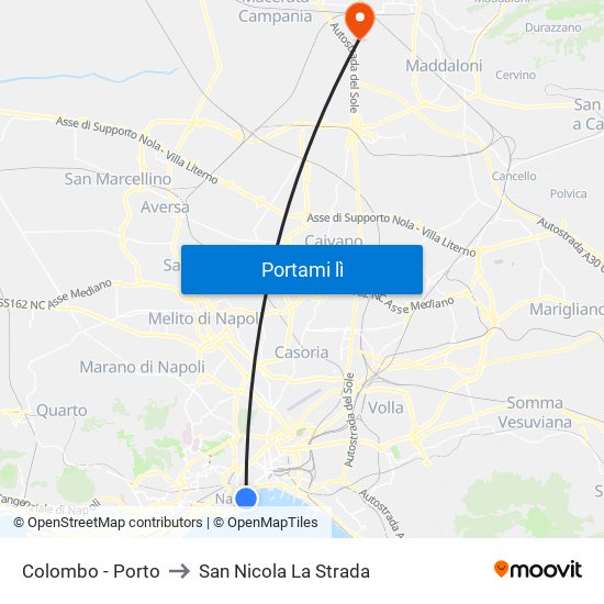 Colombo - Porto to San Nicola La Strada map