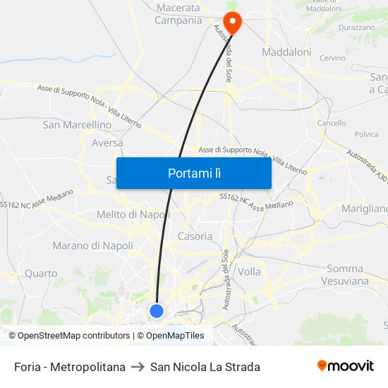 Foria - Metropolitana to San Nicola La Strada map