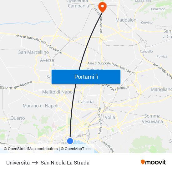 Università to San Nicola La Strada map