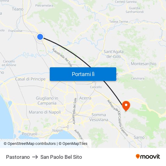 Pastorano to San Paolo Bel Sito map