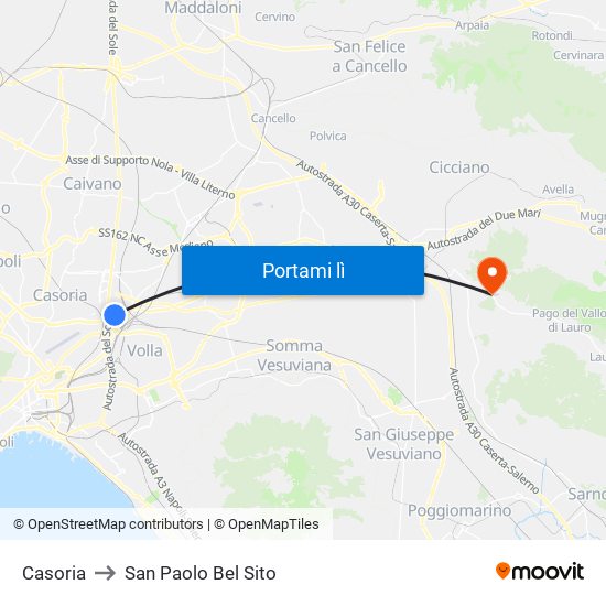 Casoria to San Paolo Bel Sito map