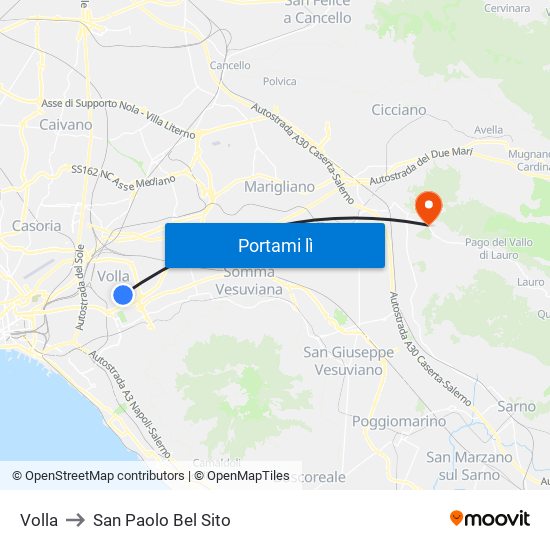 Volla to San Paolo Bel Sito map