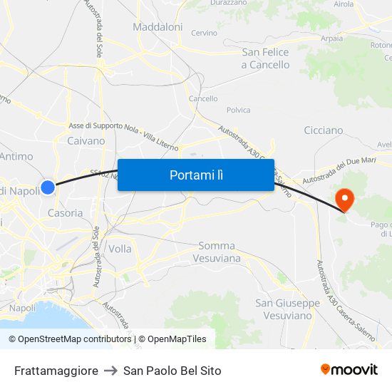 Frattamaggiore to San Paolo Bel Sito map