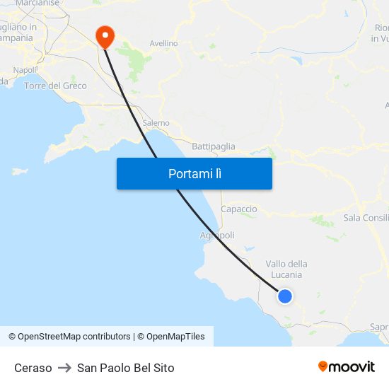 Ceraso to San Paolo Bel Sito map