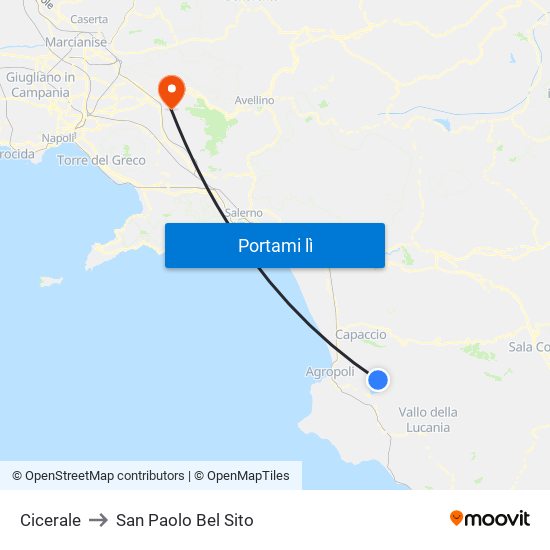 Cicerale to San Paolo Bel Sito map