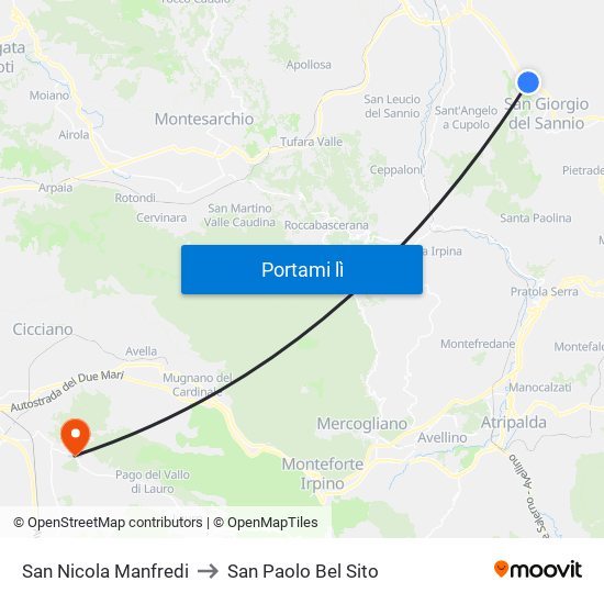 San Nicola Manfredi to San Paolo Bel Sito map