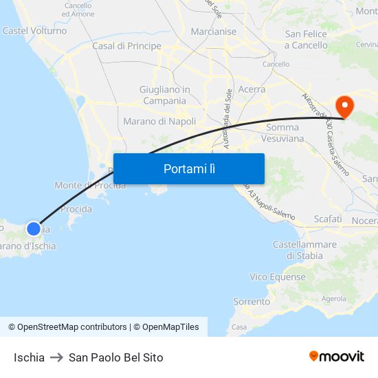 Ischia to San Paolo Bel Sito map