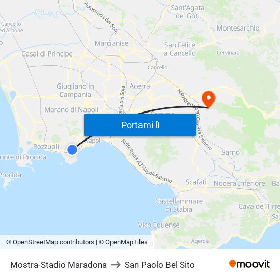 Mostra-Stadio Maradona to San Paolo Bel Sito map