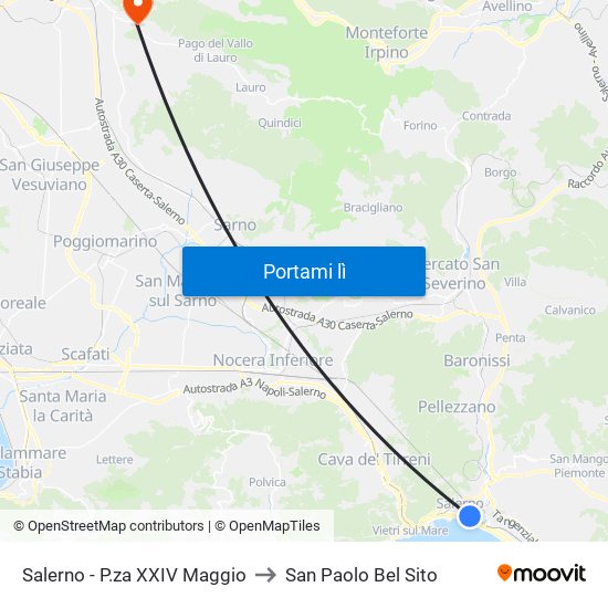 Salerno - P.za XXIV Maggio to San Paolo Bel Sito map