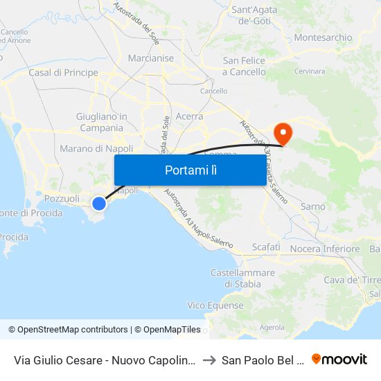 Via Giulio Cesare - Nuovo Capolinea Ctp to San Paolo Bel Sito map