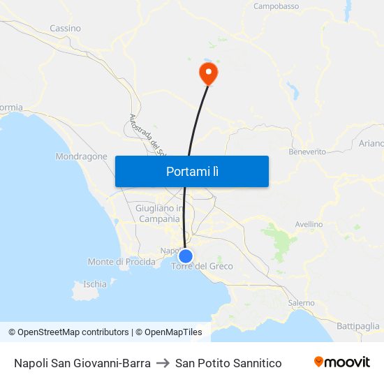 Napoli San Giovanni-Barra to San Potito Sannitico map
