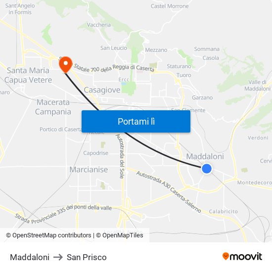 Maddaloni to San Prisco map